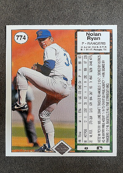 1989 Upper Deck #774 Nolan Ryan — back