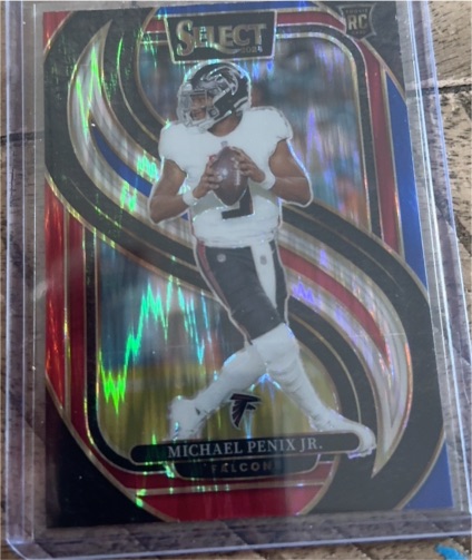 2024 Panini Select #110 Michael Penix Jr. Red & Blue Prizm Shock Premier Level — front