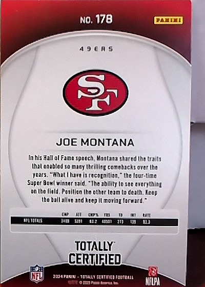 2024 Panini Totally Certified #178 Joe Montana — back