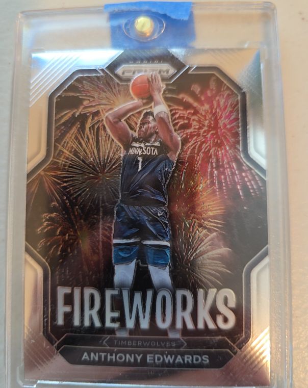 2022-23 Panini Prizm #14 Anthony Edwards Fireworks Silver — front