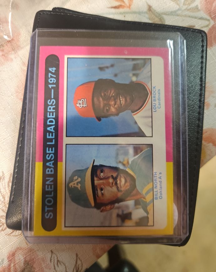 1975 Topps Mini #309 Stolen Base Leaders Lou Brock Bill North — front