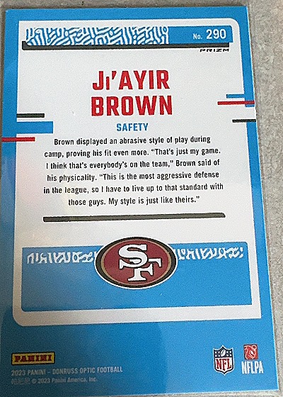 2023 Donruss Optic #290 Ji'Ayir Brown — back