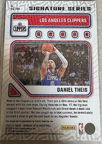 2023-24 Panini Donruss Optic Signature Series #SS-THI Daniel Theis — back