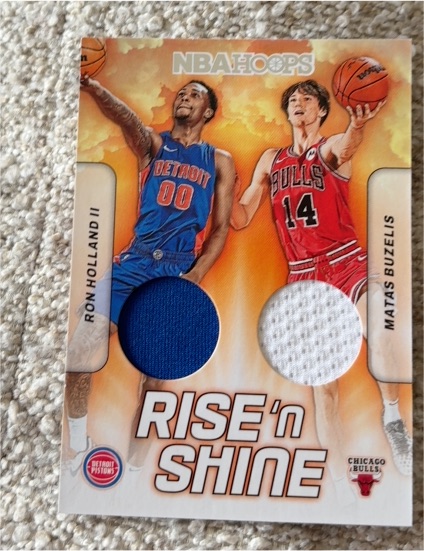 2024-25 Panini NBA Hoops #RSD-RMH Ron Holland II / Matas Buzelis Rise 'n Shine Dual Patch — front