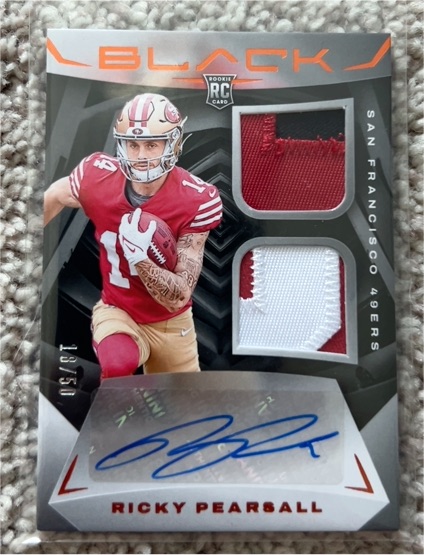 2024 Panini Black Rookie Dual Patch Auto Ricky Pearsall — front