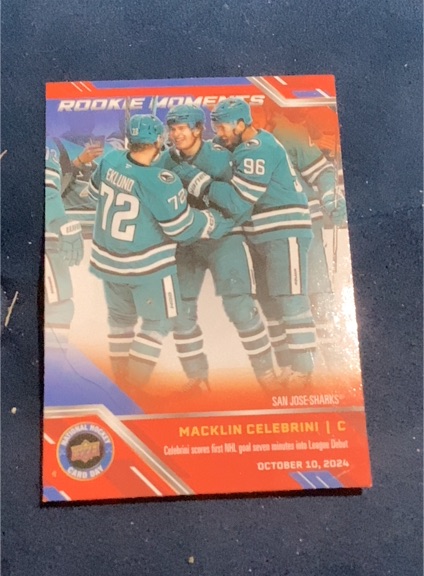 2025 Upper Deck National Hockey Card Day #NHCD-31 Macklin Celebrini Rookie Moments — front