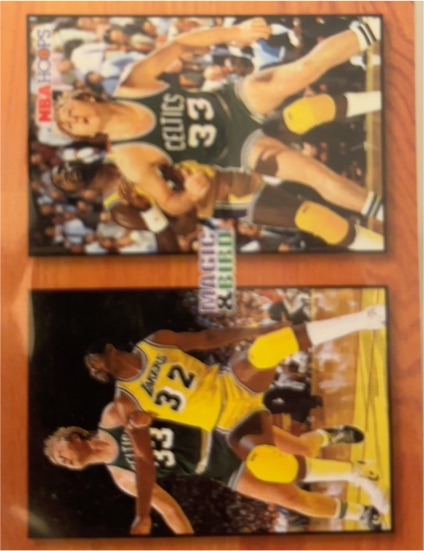 1993-94 Hoops #MB1 Magic Johnson / Larry Bird — front