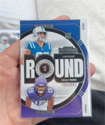2024 Panini Contenders #5 Laiatu Latu & Dallas Turner Round 1 Colts/Vikes — front