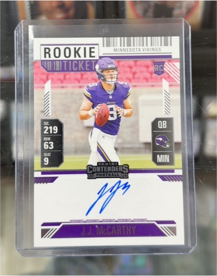 2024 Panini Contenders #101 J.J. McCarthy Rookie Ticket — front