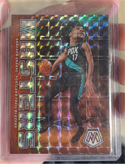 2022-23 Panini Mosaic #19 Shaedon Sharpe Jam Masters Green Prizm Rookie — front