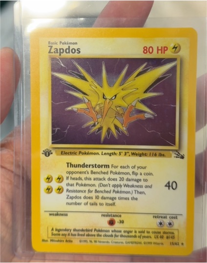 1999 Pokémon #15 Zapdos — front