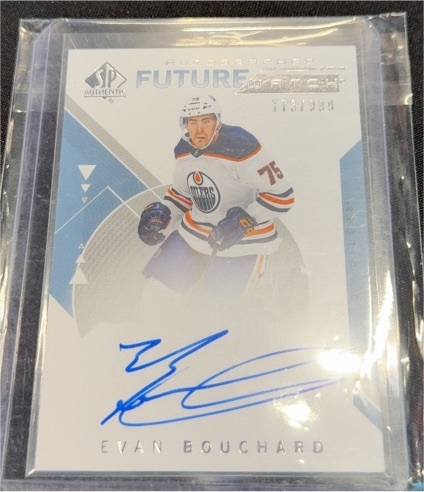 2018-19 Upper Deck SP Authentic #199 Evan Bouchard Future Watch Auto — front
