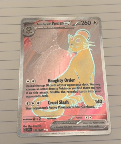 2025 Pokémon Team Rocket's Persian ex #219/182 — front