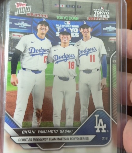 2025 Topps Now MLB Tokyo Series #7 Shohei Ohtani Yoshinobu Yamamoto Roki Sasaki — front