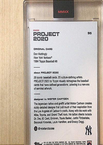 2020 Topps Project 2020 #95 Don Mattingly by Mister Cartoon — back