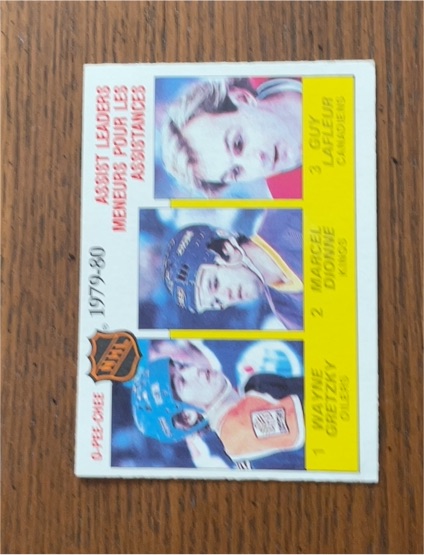 1980-81 O-Pee-Chee #162 Assist Leaders Wayne Gretzky/Dionne/Lafleur — front