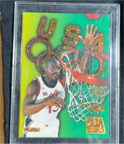 1996 SkyBox USA #B7 Shaquille O'Neal Bronze Sparkle — front