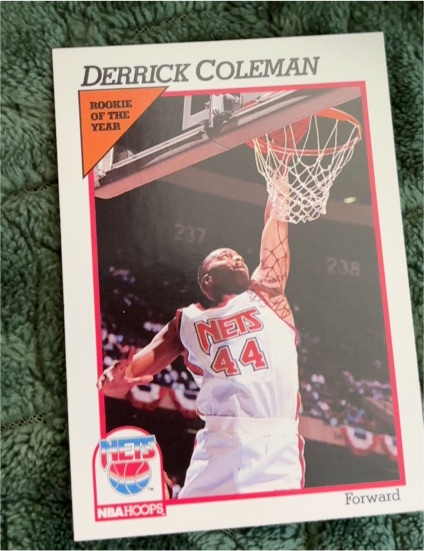 1991 NBA Hoops #134 Derrick Coleman Rookie of the Year — front