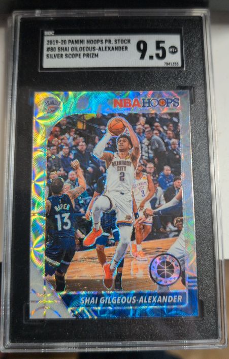 2019-20 Panini Hoops Premium Stock #80 Shai Gilgeous-Alexander Silver Scope Prizm — front