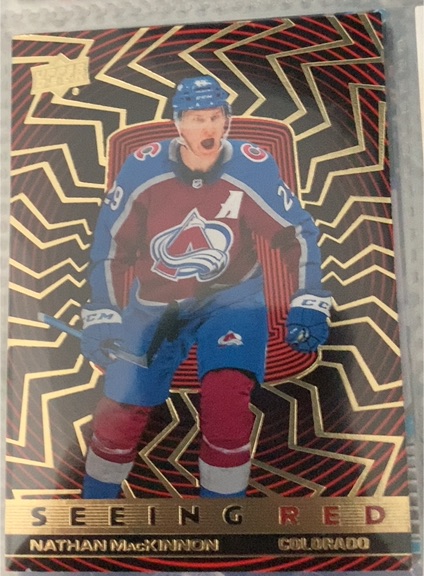 2023-24 Upper Deck Extended Series #SR-81 Nathan MacKinnon Seeing Red — front