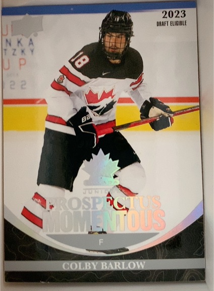 2023 Upper Deck Team Canada Juniors Prospectus Momentous #PM-50 Colby Barlow — front