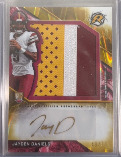 2024 Topps Resurgence #49/50 Jayden Daniels Rookie Patch Auto — front
