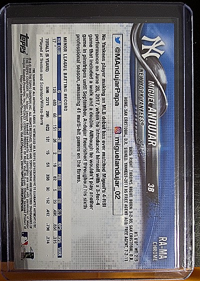 2018 Topps Chrome #RA-MA Miguel Andujar — back