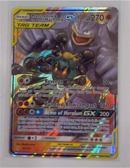 2019 Pokémon TCG #82/214 Marshadow & Machamp GX — front