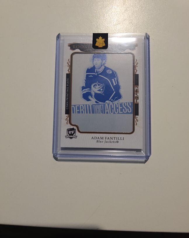 2023-24 Upper Deck The Cup Rookie Masterpieces Cyan Printing Plate Adam Fantilli — front