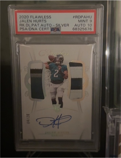 2020 Panini Flawless #RDPAHU Jalen Hurts Rookie Patch Auto Silver — front