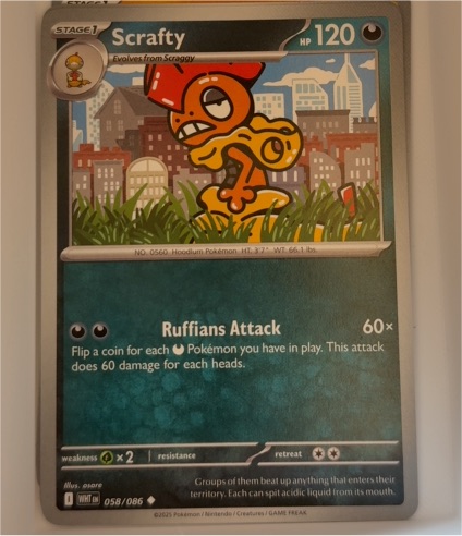2025 Pokémon White Flare #058 Scrafty — front
