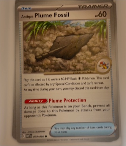 2025 Pokémon Scarlet & Violet White Flare #079 Antique Plume Fossil — front
