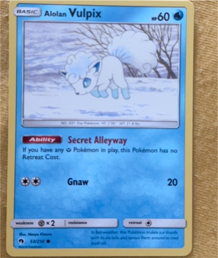 2018 Pokémon TCG Lost Thunder #53 Alolan Vulpix — front