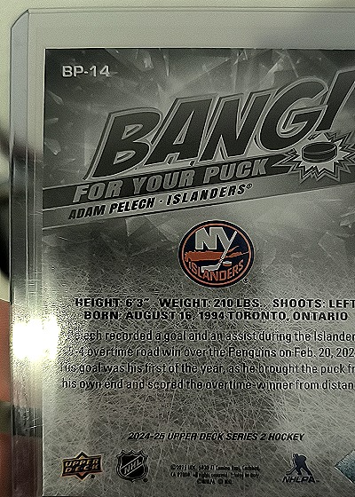2024-25 Upper Deck Series 2 #BP-14 Adam Pelech — back