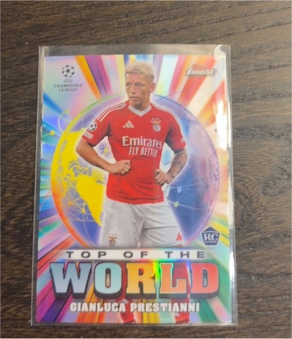 2024-25 Topps Finest UEFA Top of the World Rookie #TW-28 Gianluca Prestianni — front