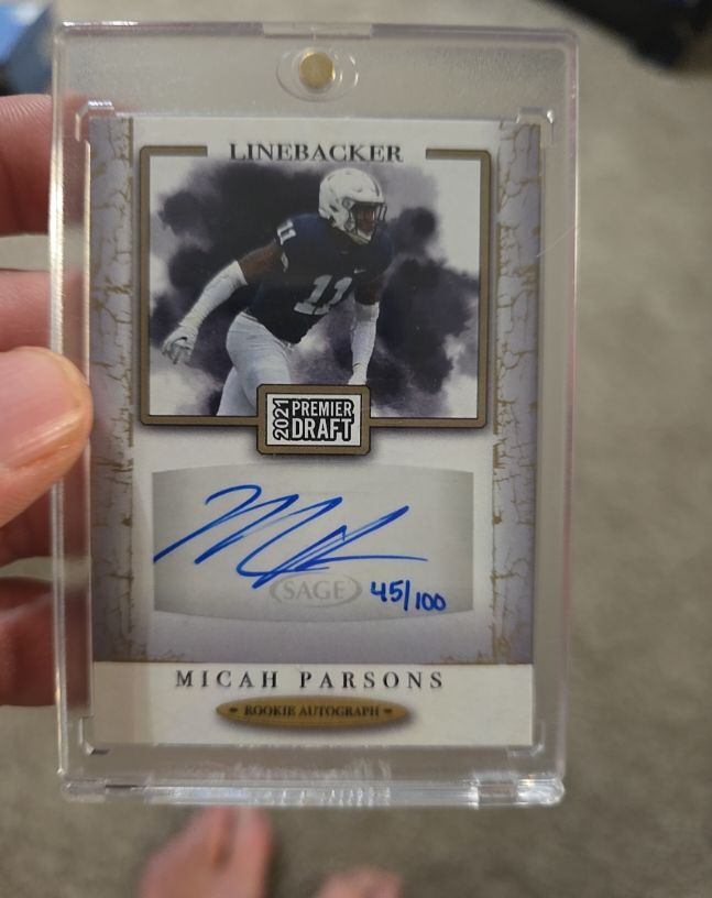 2021 Sage Premier Draft Micah Parsons Rookie Autograph — front