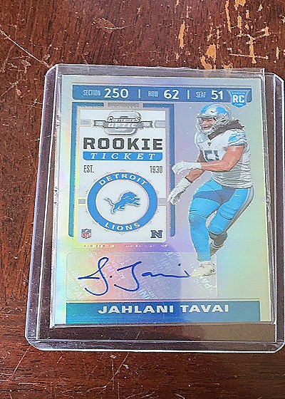 2019 Panini Contenders Optic #159 Jahlani Tavai Rookie Ticket Auto — front