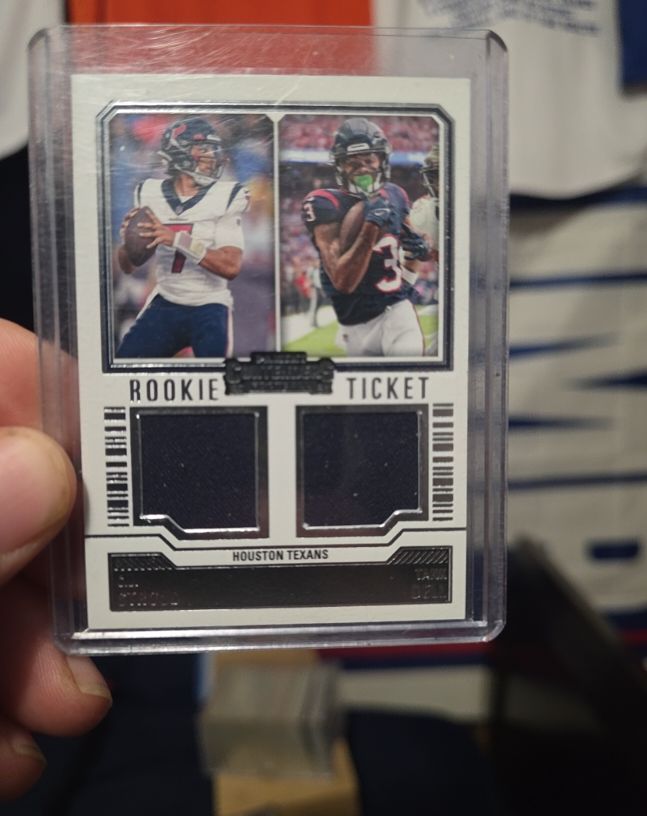 2023 Panini Contenders Rookie Ticket Dual Patch #DS-2 C.J. Stroud / Tank Dell — front
