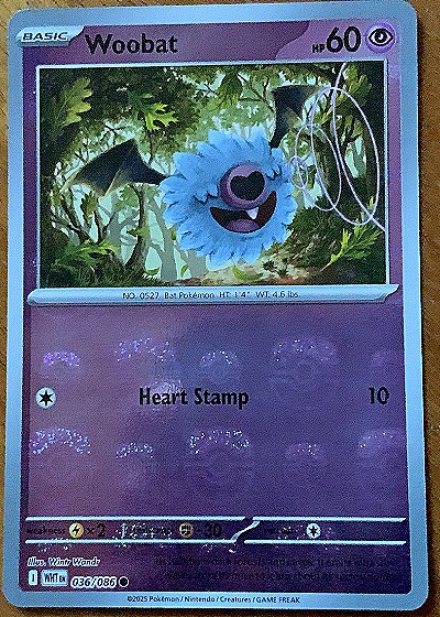 2025 Pokémon Scarlet & Violet White Flare #036 Woobat — front