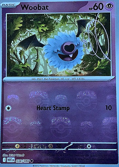 2025 Pokémon Scarlet & Violet White Flare #036 Woobat — front