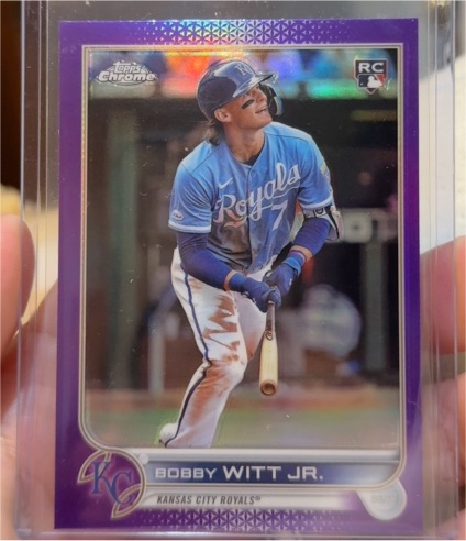 2022 Topps Chrome Update #USC35 Bobby Witt Jr. Purple Refractor Rookie Card — front