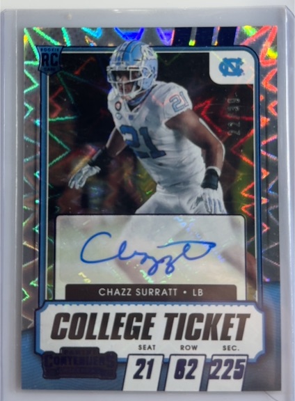 2021 Panini Contenders Draft #205 Chazz Surratt College Ticket Auto — front