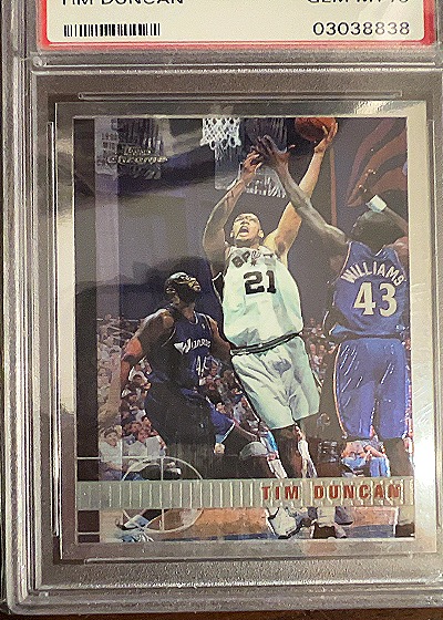 1997-98 Topps Chrome #115 Tim Duncan Rookie Card — front