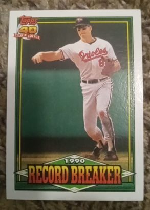 1991 Topps #5 Cal Ripken Jr. 1990 Record Breaker — front