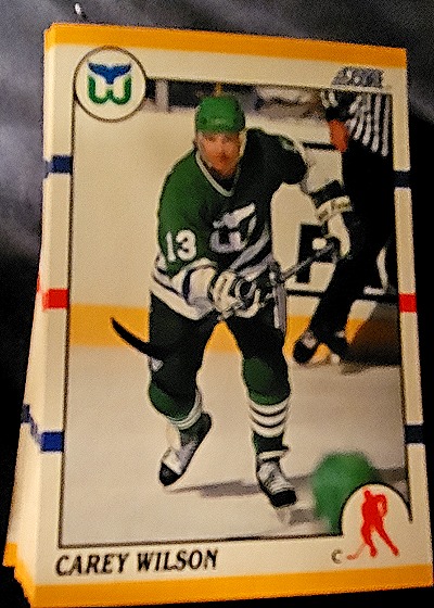 1990-91 Score Rookie and Traded #42T Carey Wilson Hartford Whalers — front