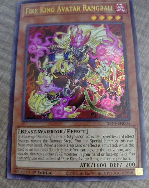 2020 Yu-Gi-Oh! SR14-EN003 Fire King Avatar Rangbali — front