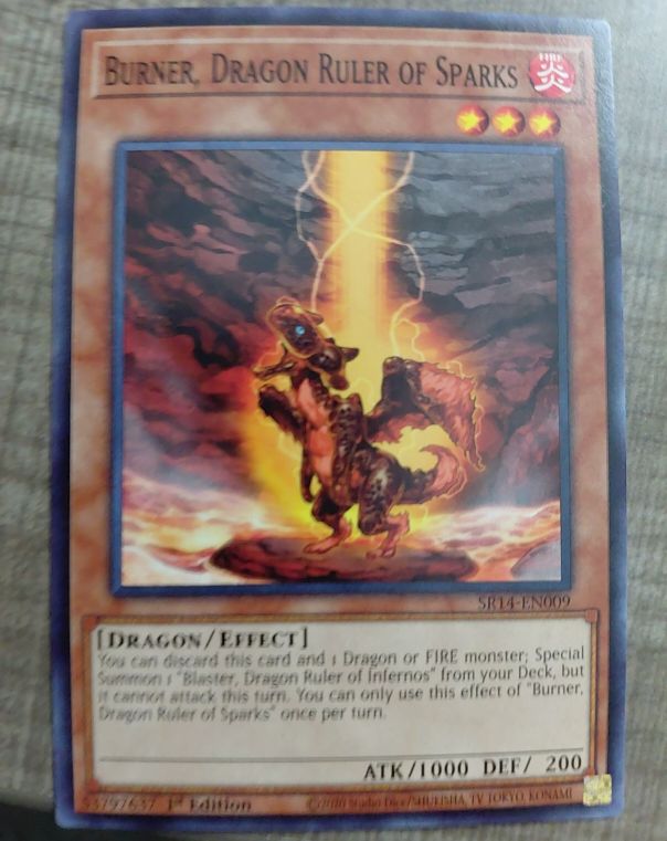 Yu-Gi-Oh! Lord of the Tachyon Galaxy LTGY-EN097 Burner, Dragon Ruler of Sparks — front