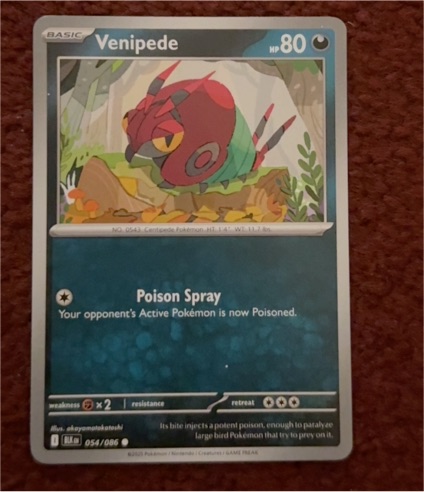 2025 Pokémon TCG Scarlet & Violet Black Bolt #054 Venipede — front