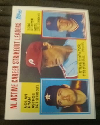 1984 Topps #707 NL Active Career Strikeout Leaders Steve Carlton Nolan Ryan Tom Seaver — front