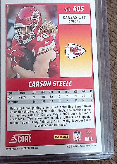2024 Panini Score #405 Carson Steele — back